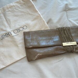 Jimmy Choo Metallic Beige Clutch